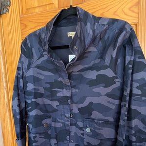 DEMOCRACY NWT Size M Twill Camo Jacket MIDNIGHT INDIGO